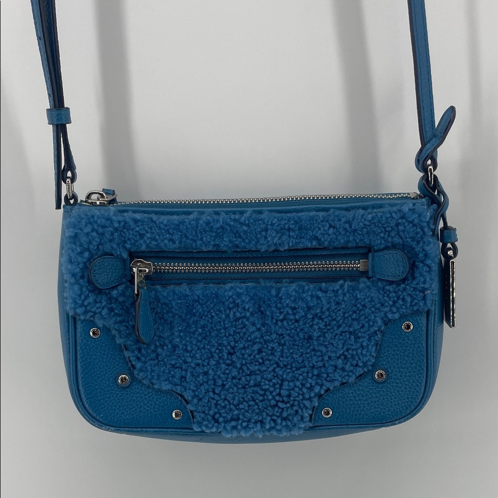 Coach Rhyder Shearling Pouchette in Blue G1593 D2 - Picture 2 of 10